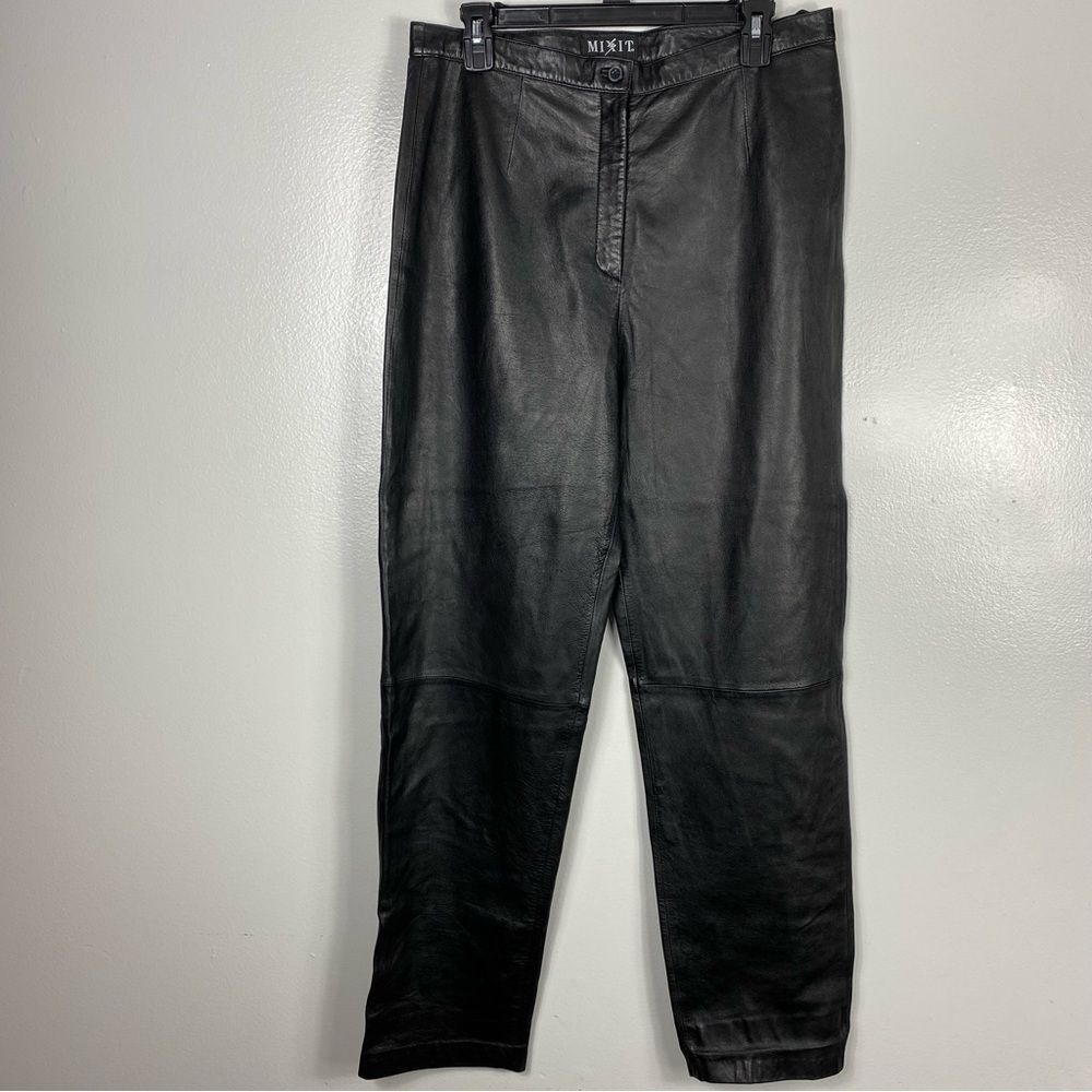 Genuine Leather high waisted tapered leg Mom trousers